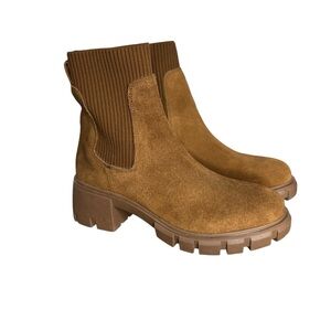 Steve Madden Hayle Chestnut Suede Slip-On Platform Chelsea Boots 8